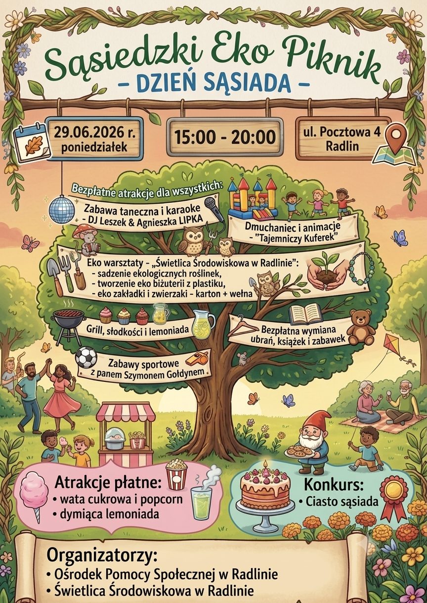 Zaproszenie na Sąsiedzki Eko Piknik - Dzień Sąsiada